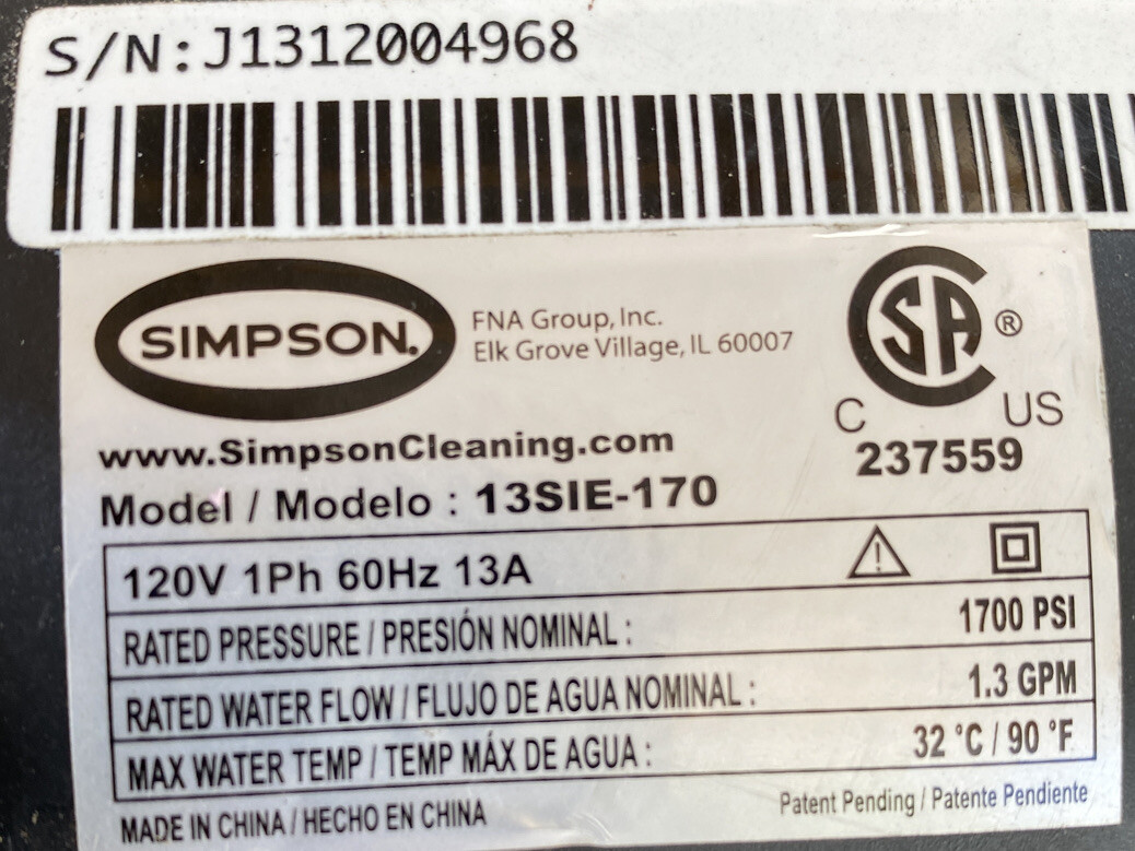 Simpson 1700 Psi 13SIE-170 Pressure Washer On/off Switch Button | eBay
