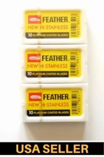 30 FEATHER Hi-Stainless Platinum Double Edge Safety Razor Blades 3 Packs of 10