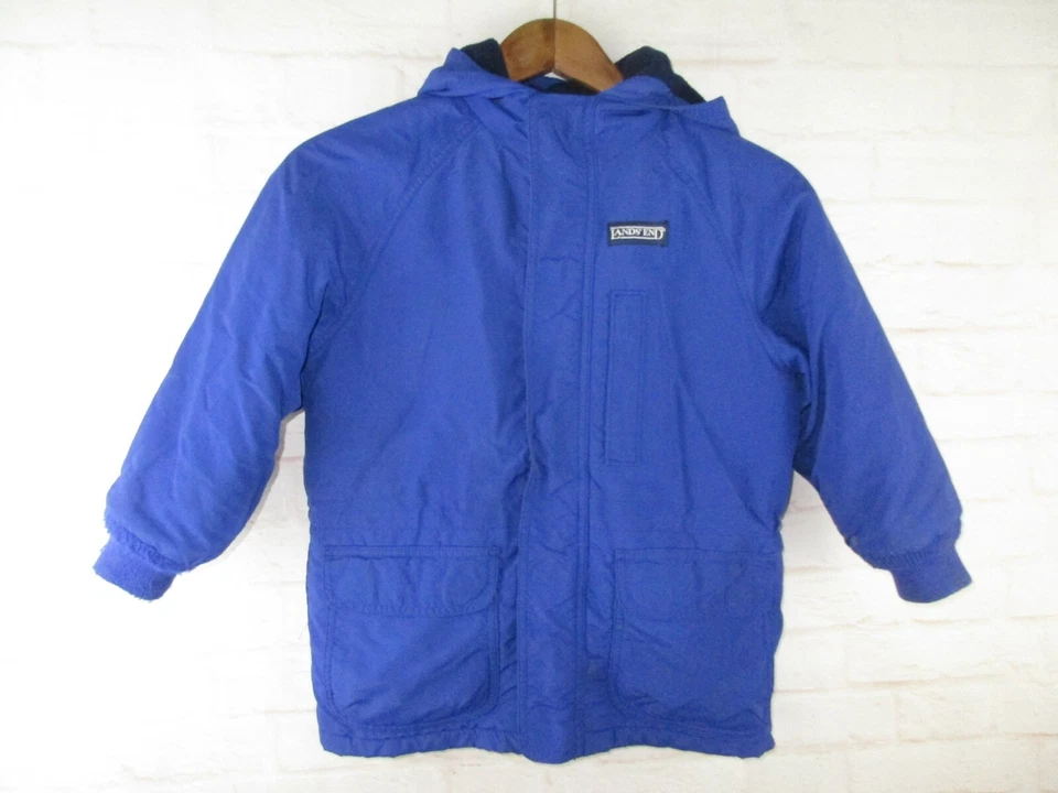 Lands End мальчиков размер M синий флис с капюшоном пальто - Изображение 2 из 4