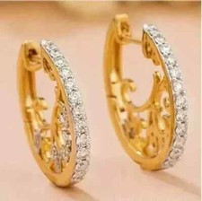 2.5Ct Round Cut Lab-Created Diamond Women Hoop Earring 14k Yellow Gold Plated