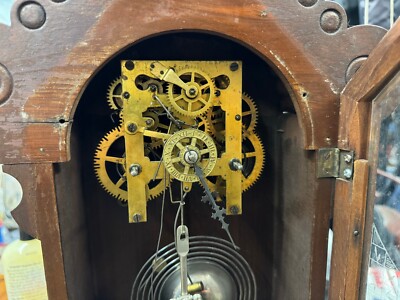 Waterbury Clock Co Antique Victorian Carved Wood 18