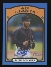 2021 Topps Heritage Minors Real One Blue And Black Auto Jairo Pomares Giants /25