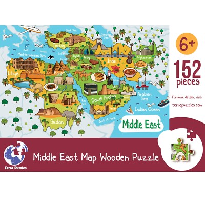 Middle East Map Wooden Jigsaw Puzzle for Children and Adults - 152-Piece
