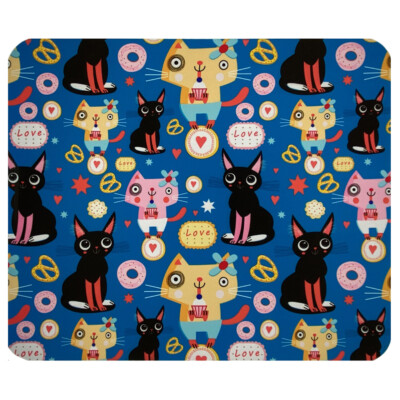 Sweet Kitty Cats Thick Mouse Pad Mat Computer Desk Accessory Kids Office Decor