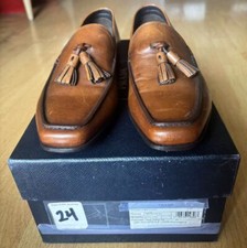 PRADA (LIGHT BROWN, SIZE 7.5M, NEW) LEATHER LOAFERS w/TASSELS