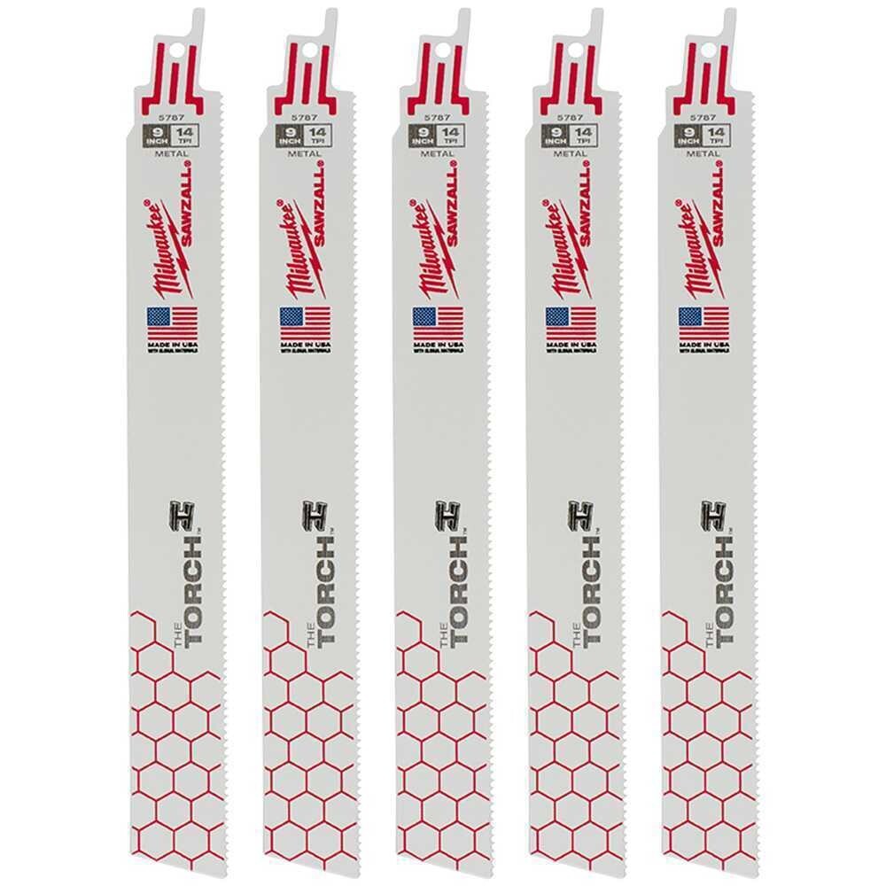 Milwaukee 48005787 5pk 9 in. 14 TPI Torch SAWZALL Reciprocating Saw