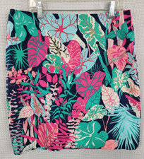 Talbots Tropical Print A-Line Lined Skirt Size 8