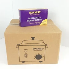 Waxness Wax Necessities Heater WN-5001 w/ Large Angled Waxing Spatulas Open Box