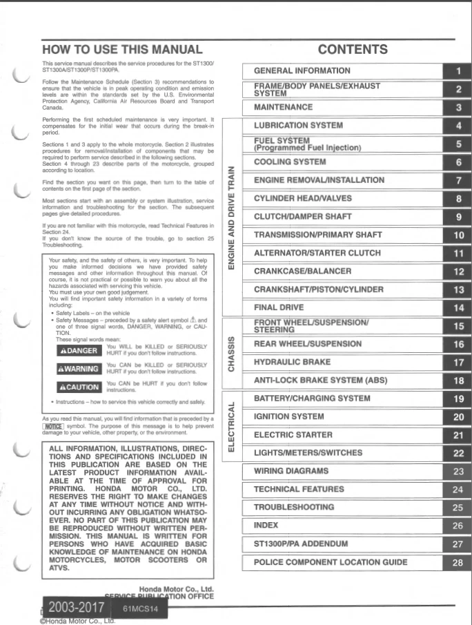 2003-2017 Honda ST1300 P/A ST1300A Service Manual Abs and Non-abs Models - Image 2 of 4