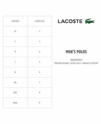 lacoste polo sizes