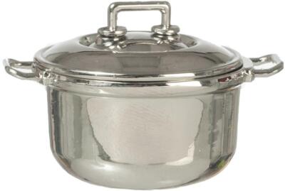 Dolls House Silver Saucepan Pan Miniature Kitchen Cookware Accessory 1:12 Scale