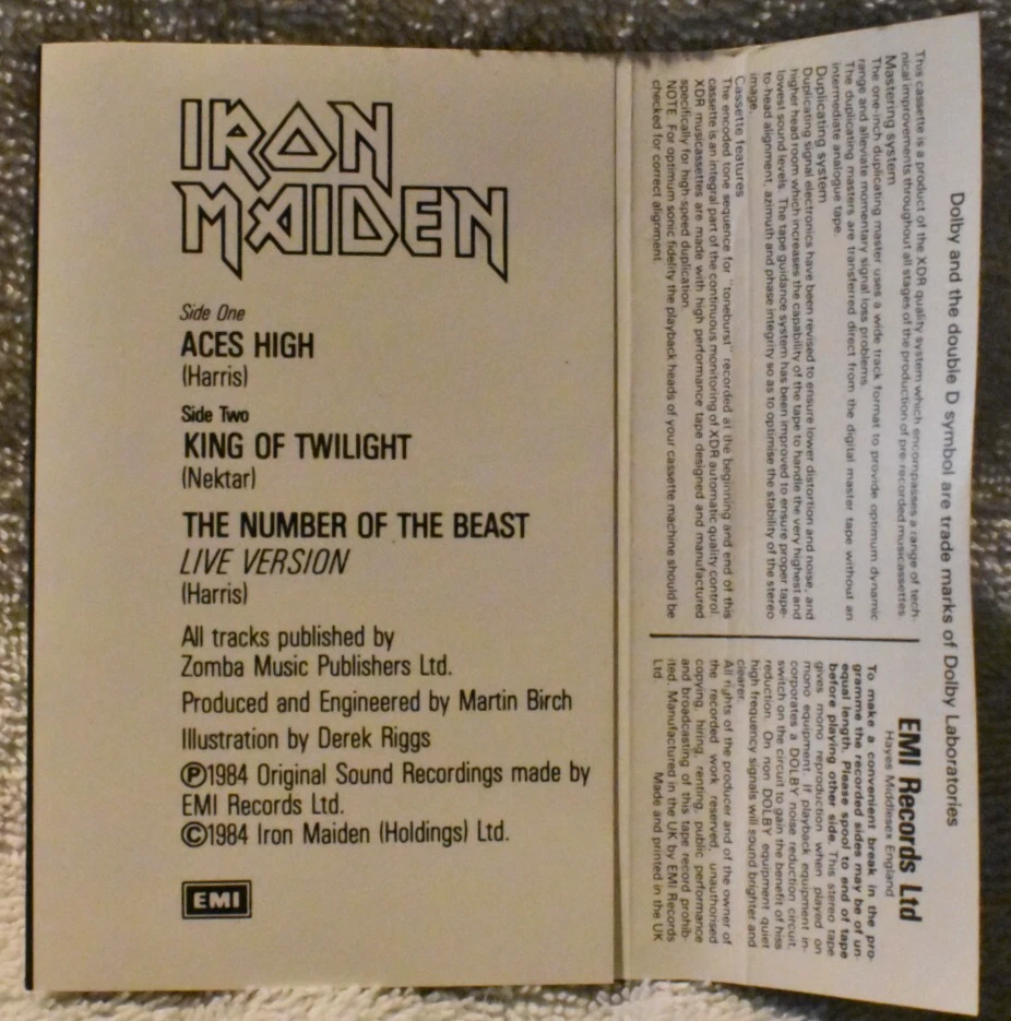 IRON MAIDEN - ACES HIGH UK CASSETTE SINGLE 1984 EMI RECORDS - OUT OF PRINT - Image 4 of 4