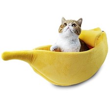    Cute Banana Cat Bed House Medium Size, Christmas Pet Bed Soft Cat Cuddle ...