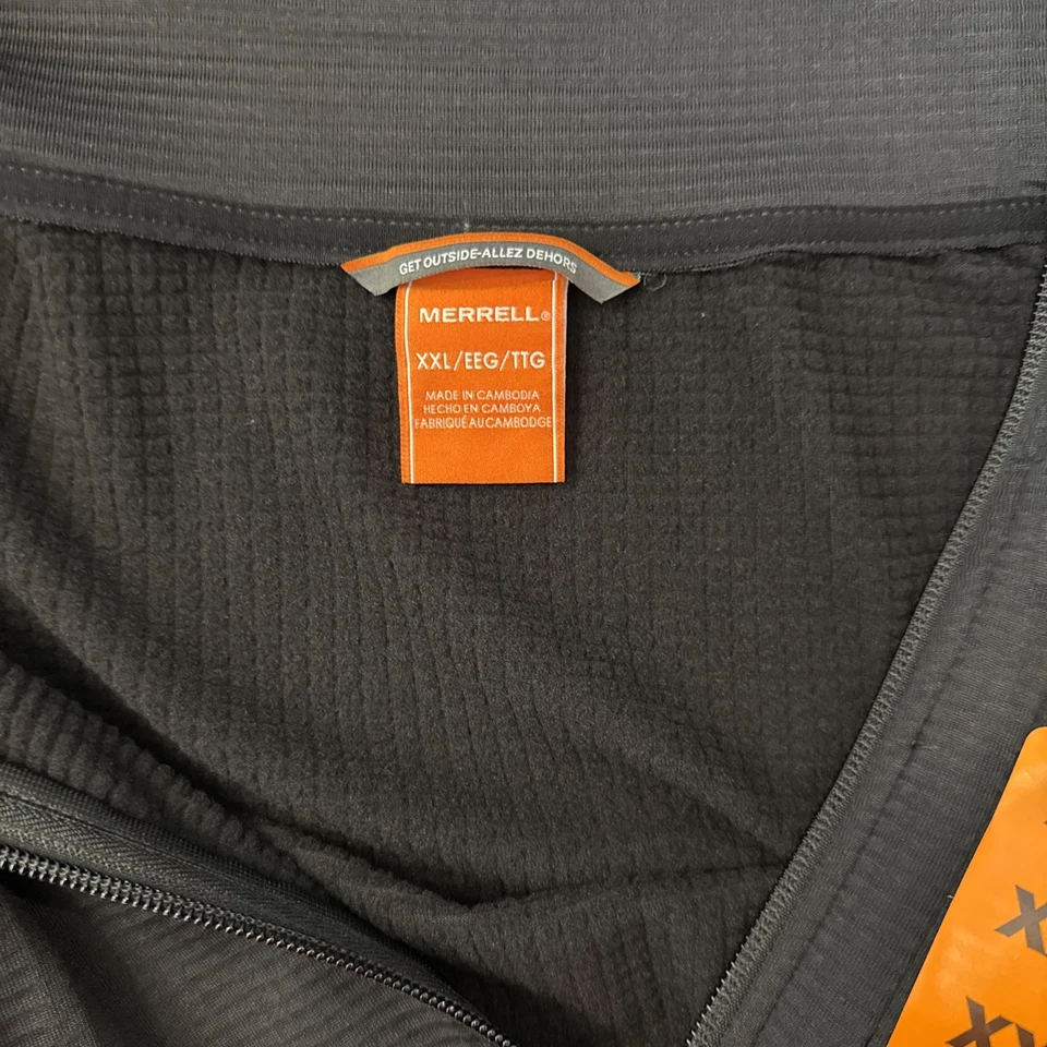 Merrell Mens Black Long Sleeve 1/4 Zip Pullover Jacket-Pockets-Size XXL - Image 4 of 4