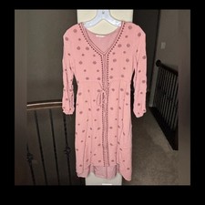 Tea n Rose Pink Long Sleeve Dress with Embroidery Size S👗