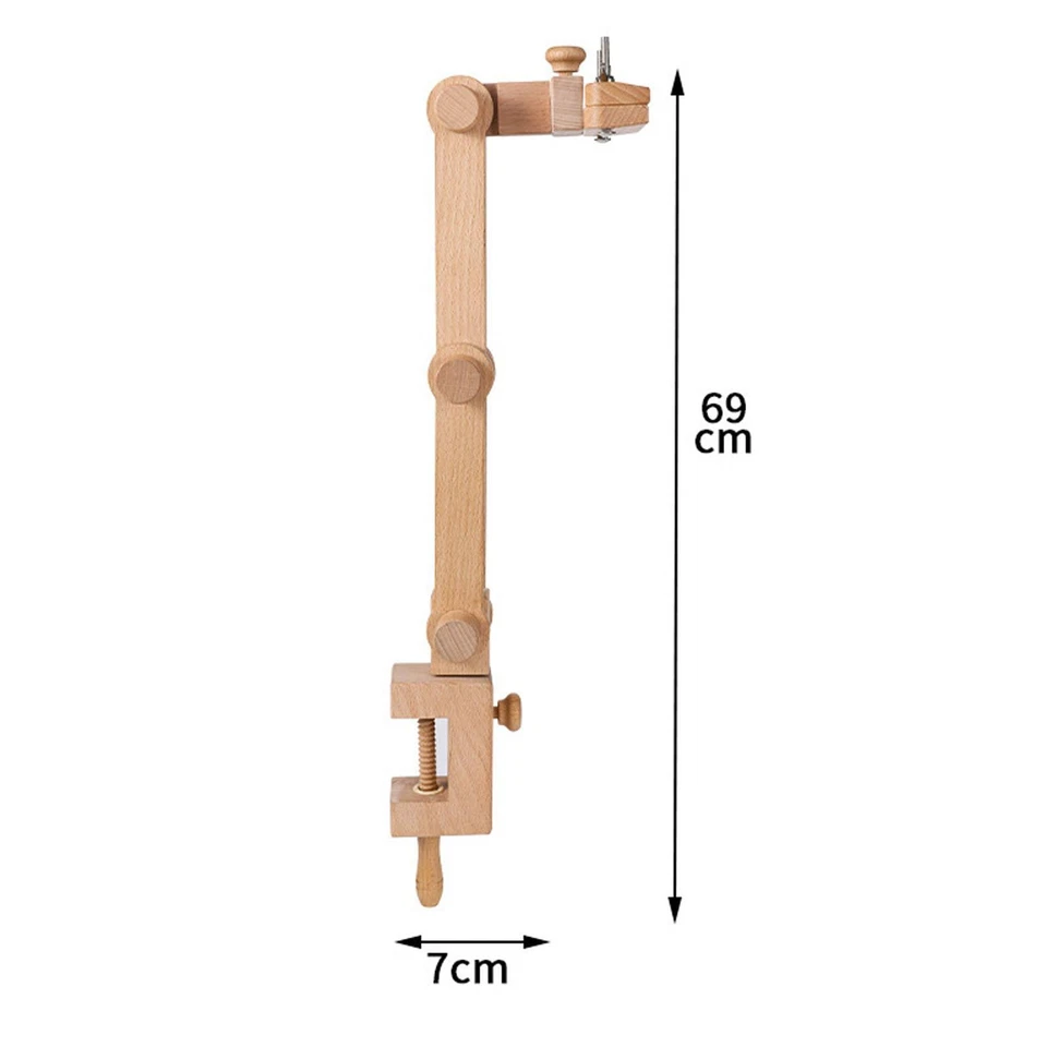 Cross Stitch Rack Frame Turned Wood Professional Multifunctional Embroidery Hoop - Image 3 of 4