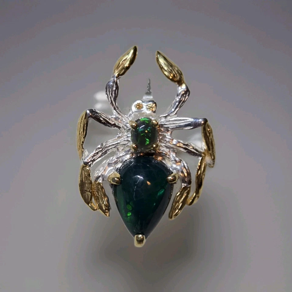 Broche Artístico Araña Ópalo Negro Natural Plata de Ley 925 Joyería 1857 Foto 4 de 4