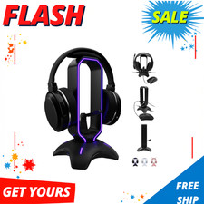 NEW RGB Gaming Headset Stand w/ Mouse Bungee & USB Hub for Desk Holder