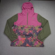 The North Face Pullover Youth Girls XL Gray Pink Floral 1/4 Zip Hooded Windwall