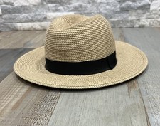Women Wide Brim Straw Panama Roll up Hat Fedora Beach Sun Hat