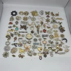 Huge Lot 100 Vintage BROOCH Pins AS IS Broken Craft Rhinestone Costume Jewelry C