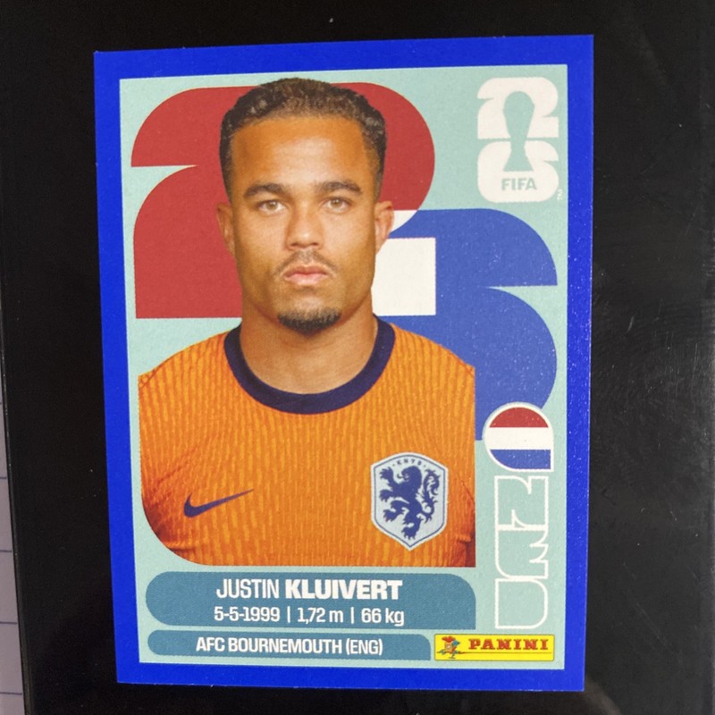 2026 Panini FIFA World Cup Sticker Justin Kluivert Blue Parallel -  NED 16