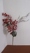 Hobby Lobby 24" SNOWY RED BERRIES  PINECONES BRANCH  NEW