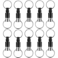 10 Packs Detachable Keychain Quick Release Pull Apart Key Ring with 2 Split R...