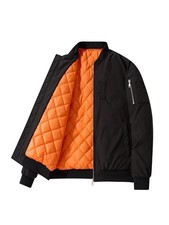 Chaqueta de bombardero MA-1 negra para hombre de algodón acolchada naranja forro acolchado ropa de calle