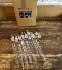 Lot of 8 Corning Pyrex #8084 Conical Centrifuge  Glass Tubes Glass Stopper's