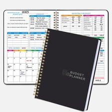 Budget Planner - Monthly Bill Organizer with Expense Saving Debt A5, Black
