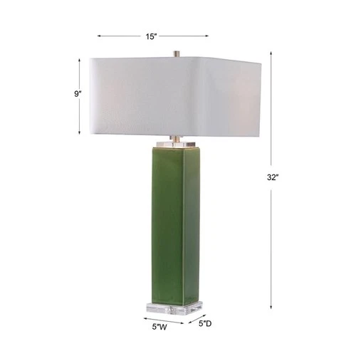 Uttermost Aneeza Ceramic and Crystal Table Lamp in Tropical Green/White - Picture 8 of 8