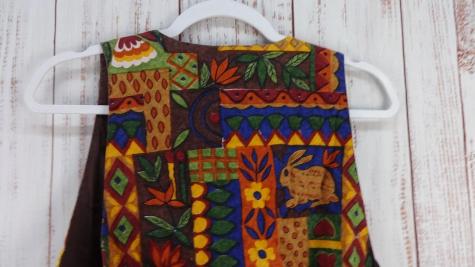 Vintage 90’s Access Vest Womens Medium Farm Boho Embroidered Cotton Tie Back - Image 3 of 4