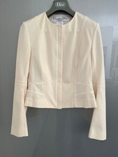 Christian Dior BOUTIQUE Ivory Suit Set Formal Blazer Jacket Peplum Pencil Skirt