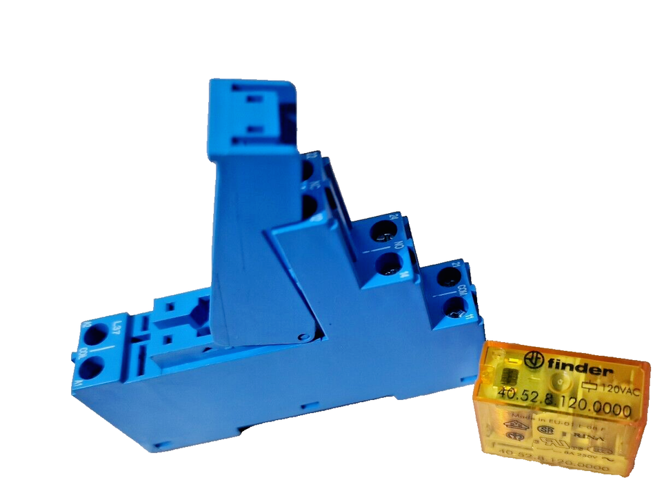 Finder 95.05 Type Relay Socket & Finder 40.52.8.120.0000 Relay 120Vac ...
