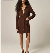J CREW Mini Shirt Dress XS NWT Matte Jersey French Press Brown CN609 J.Crew