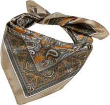 Womens 23.6 inch Satin Silk Feeling Formal Square Neck Scarf Head Hair Wraps Ker