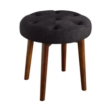 Penelope Round Tufted Stool - Graphite