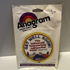 NEW VINTAGE 1989 Anagram Mylar 🎈Get Well Soon-This balloon will keep you busy…