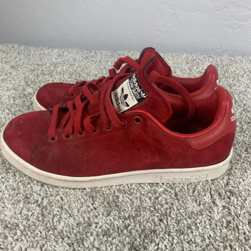 Adidas Rojo Gamuza Stan Smith Zapatilla Mujer Talla 9 Retro Moda Tenis Atletismo Foto 3 de 4