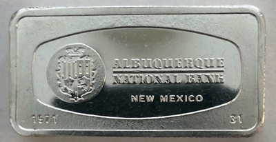 #ad #ad 1971 Albuquerque National Bank Solid Sterling Silver Bar $275.00