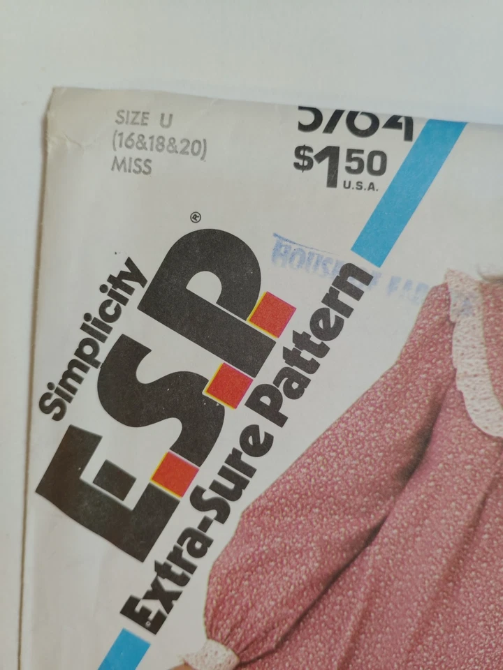 Simplicity ESP 5764 Dress Sewing Pattern Ladies 16 18 20 Modest Cottagecore UC - Image 2 of 4