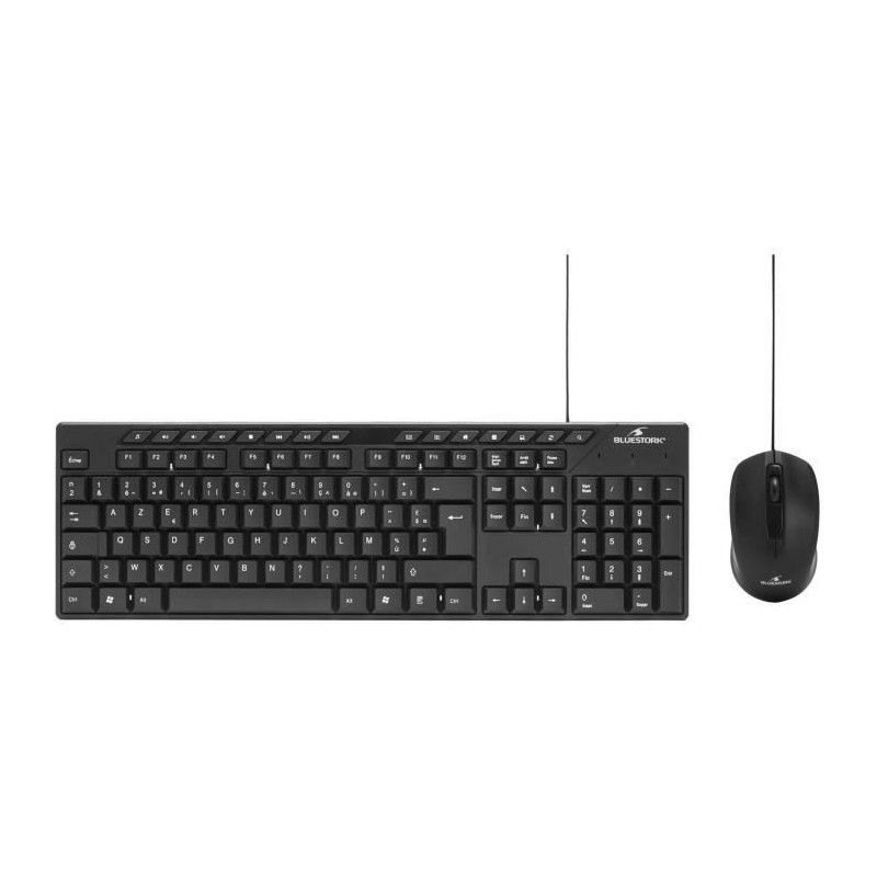 Pack clavier souris filaire Bluestork Media Office Azerty noir pour Windows