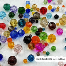 100Pcs 8Mm round Crystal Glass Beads for Jewelry Making, Faceted Crystal Glas...