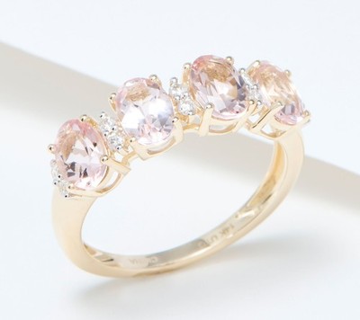 Affinity Edelsteine Ovalschliff Morganit Edelstein & Diamant Ring, Größe 8
