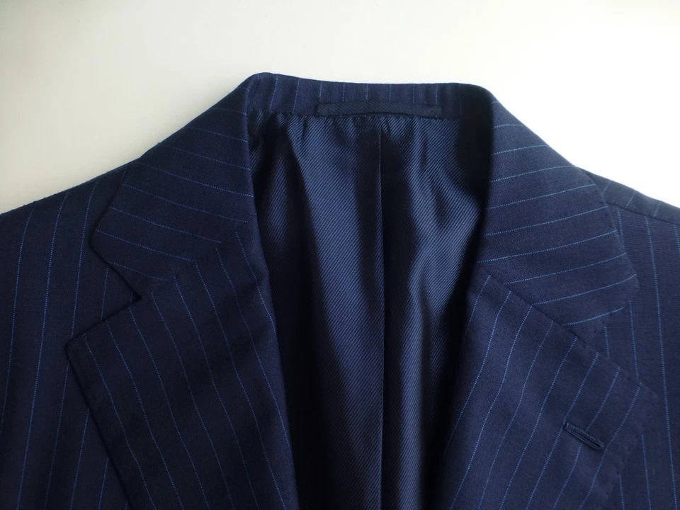 Cesare Attolini Blazer 50R/40R Cashmere Blue Suit Jacket Italy Stripes - Image 3 of 4