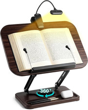 Book Stand with Light  Storage, Book Holders for Reading Hands Free, Wooden Coo