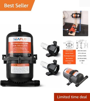 Accumulator Tank Water Pump Flow Control with Internal Bladder - 125 PSI, 23....