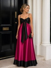 Gunne Sax Jessica McClintock Black Pink Bow Gown Babydoll Barbiecore Coquette