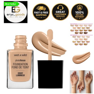 Photo Focus Dewy Liquid Foundation   Classic Beige, 1.06 Fl Oz   Flawless Finish